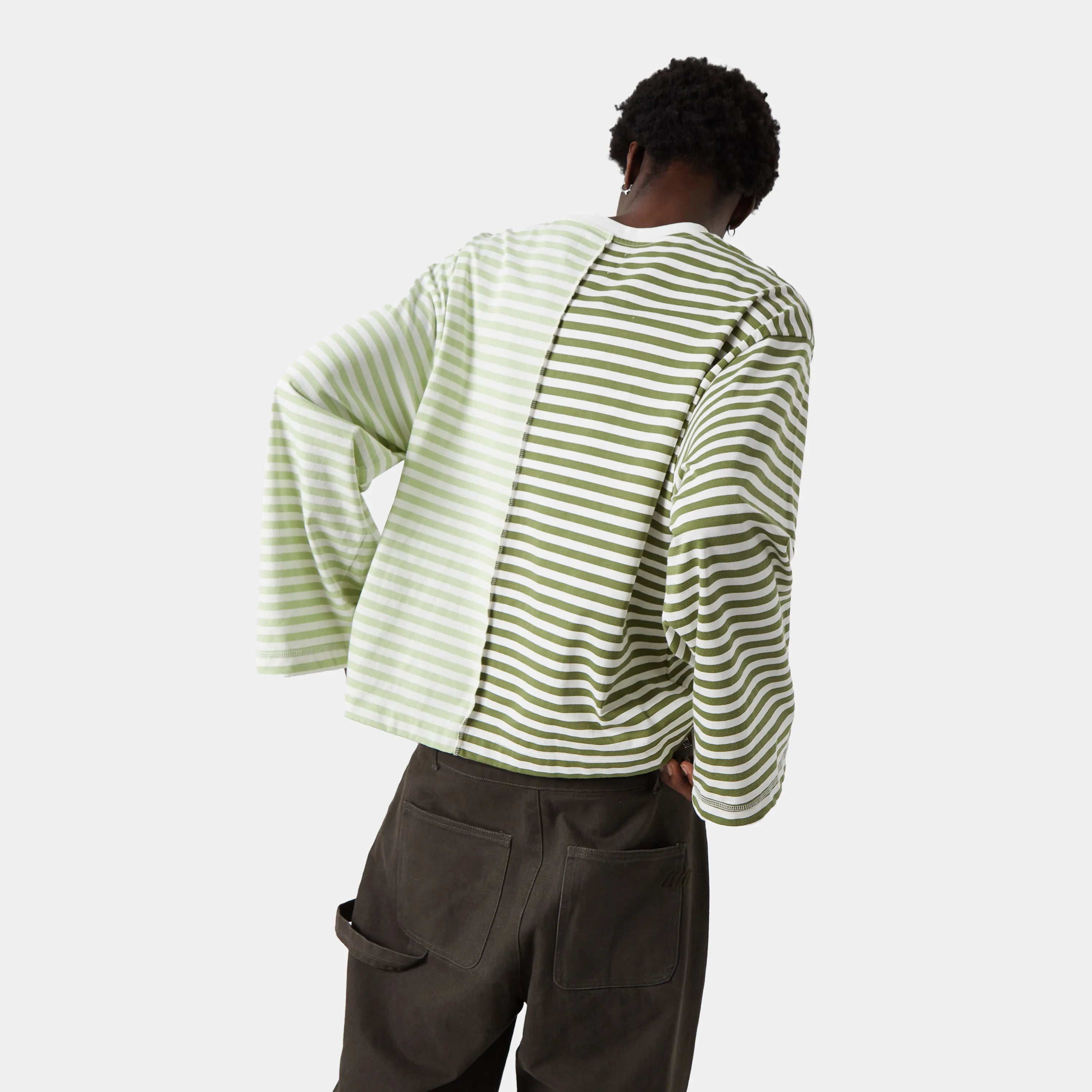 Roguish Striped Long Sleeve Green Long Sleeve eme   