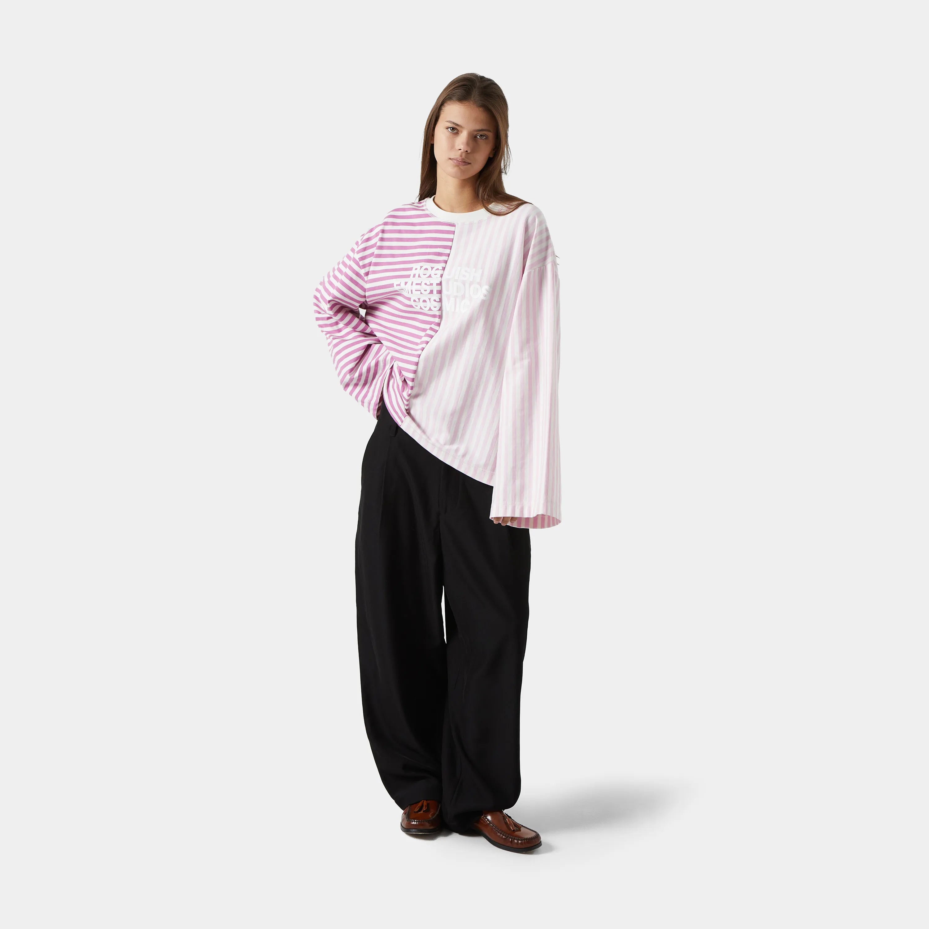 Roguish Striped Long Sleeve Fucsia Long Sleeve eme   