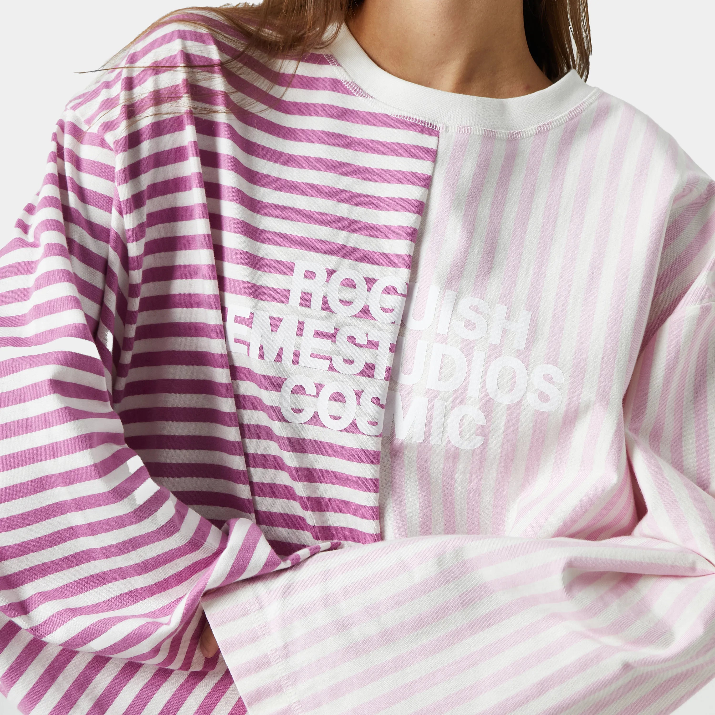 Roguish Striped Long Sleeve Fucsia Long Sleeve eme   