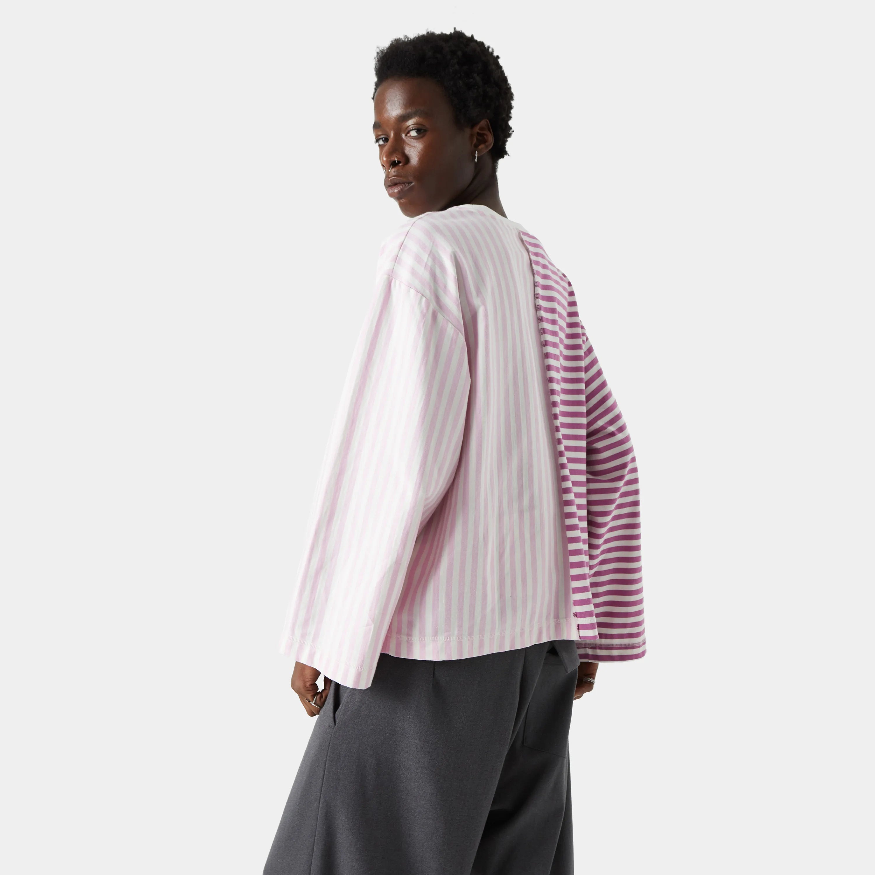 Roguish Striped Long Sleeve Fucsia Long Sleeve eme   