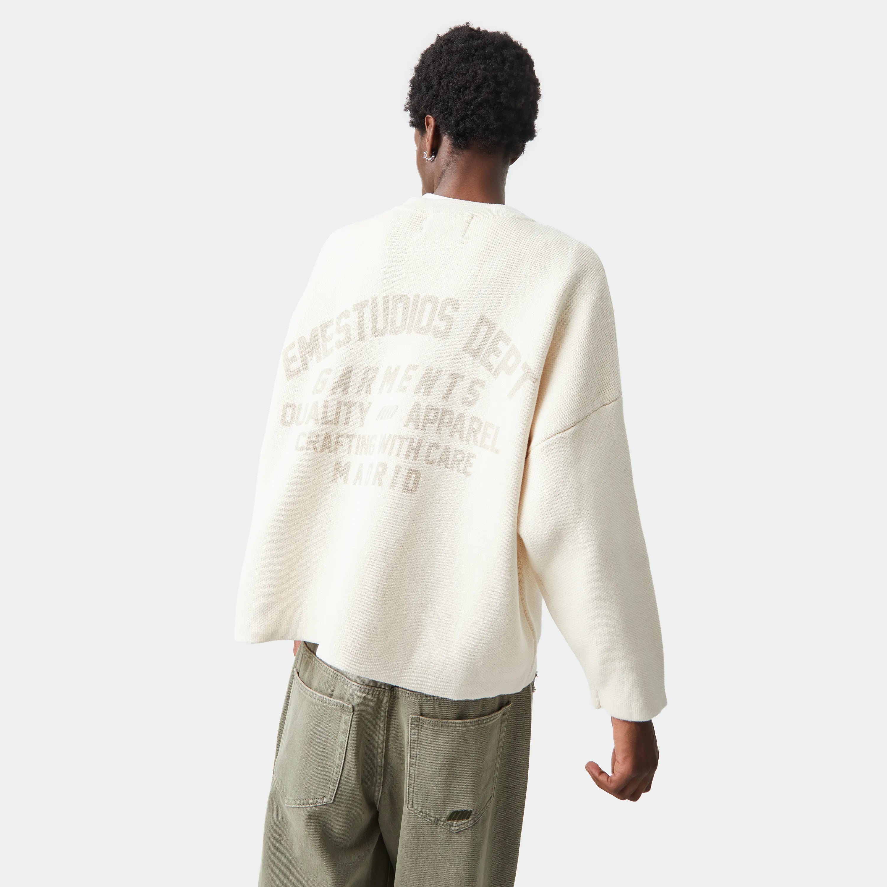 Department Off Sand Jacquard Oversized Knit Knit eme   