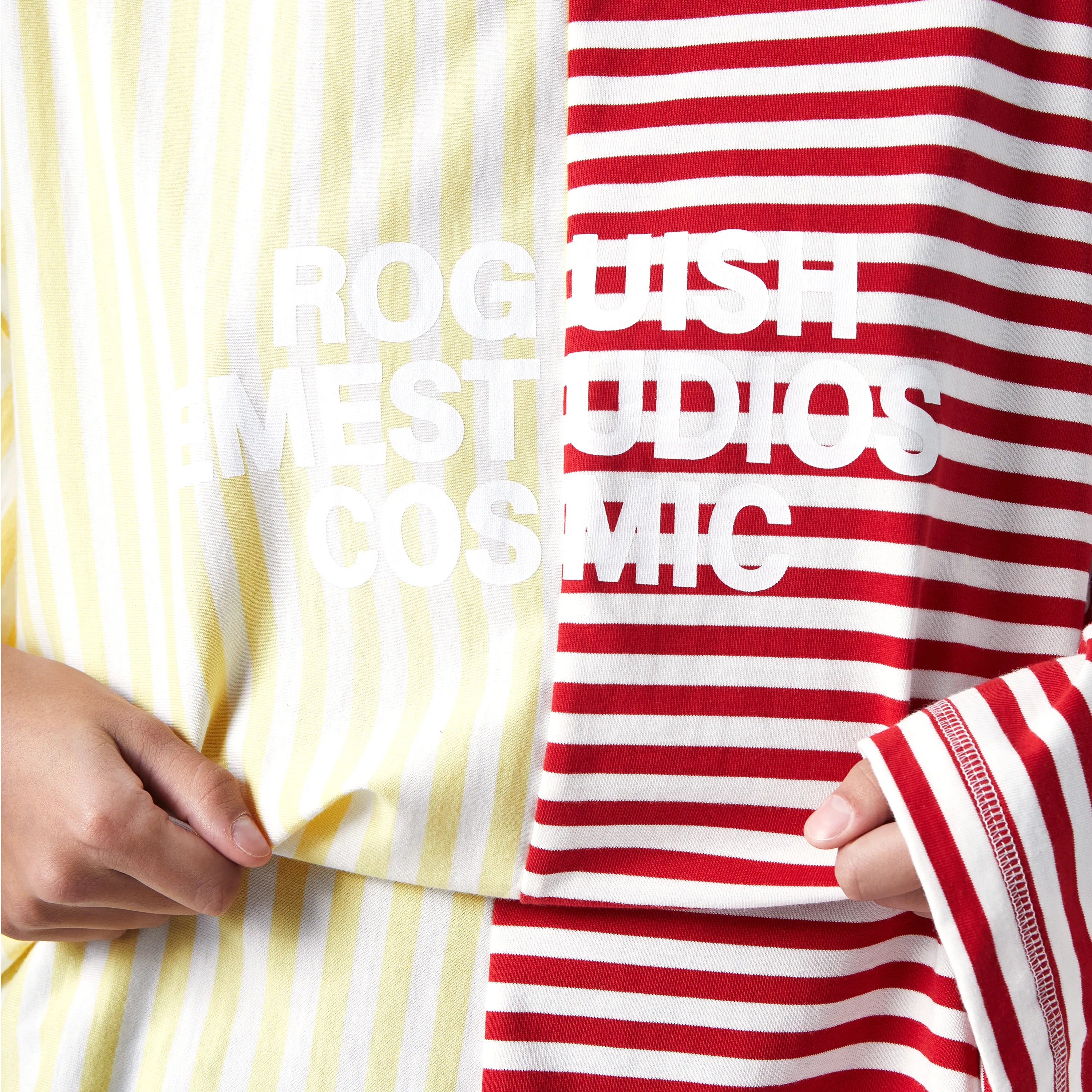 Roguish Striped Long Sleeve Red Yellow Long Sleeve eme   