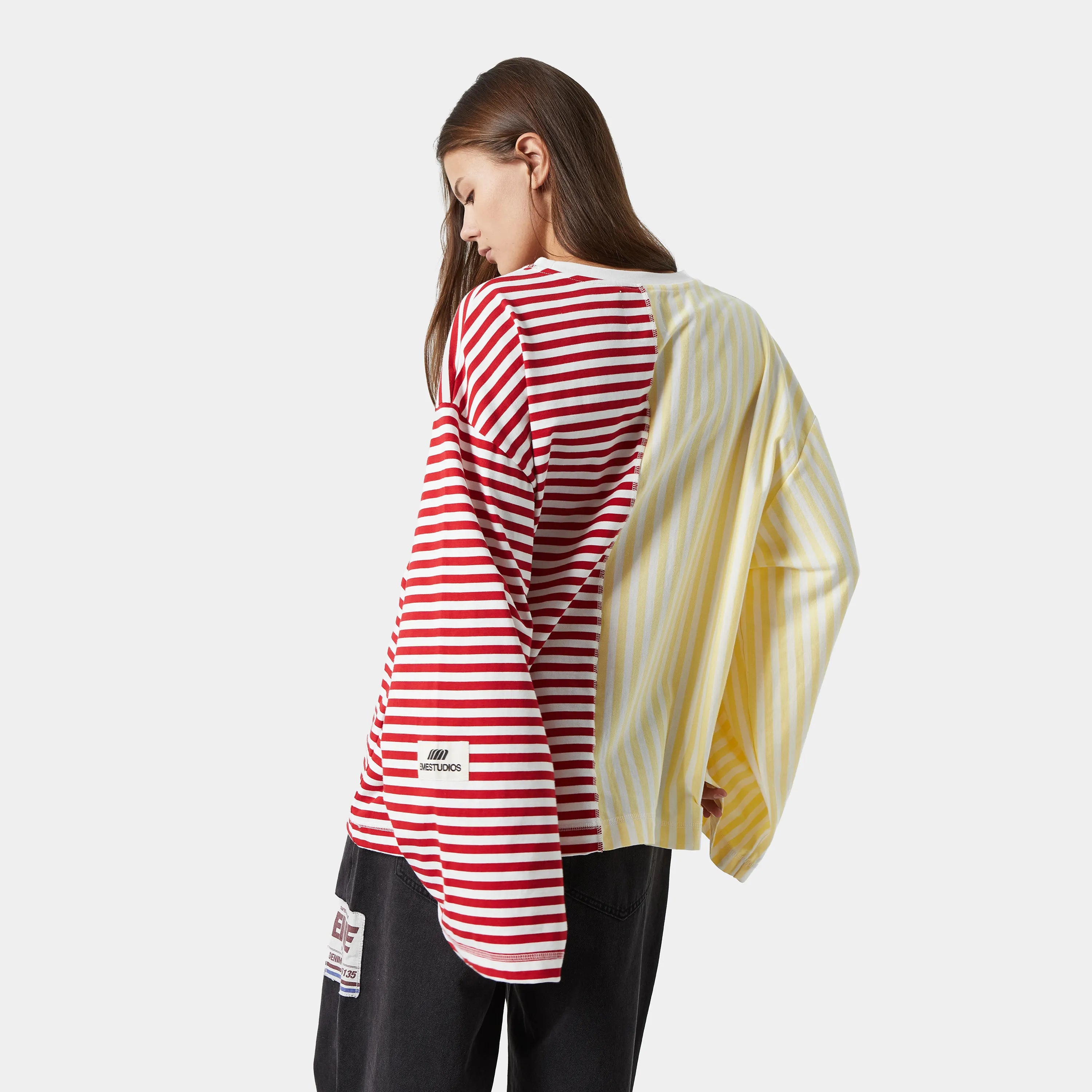 Roguish Striped Long Sleeve Red Yellow Long Sleeve eme   