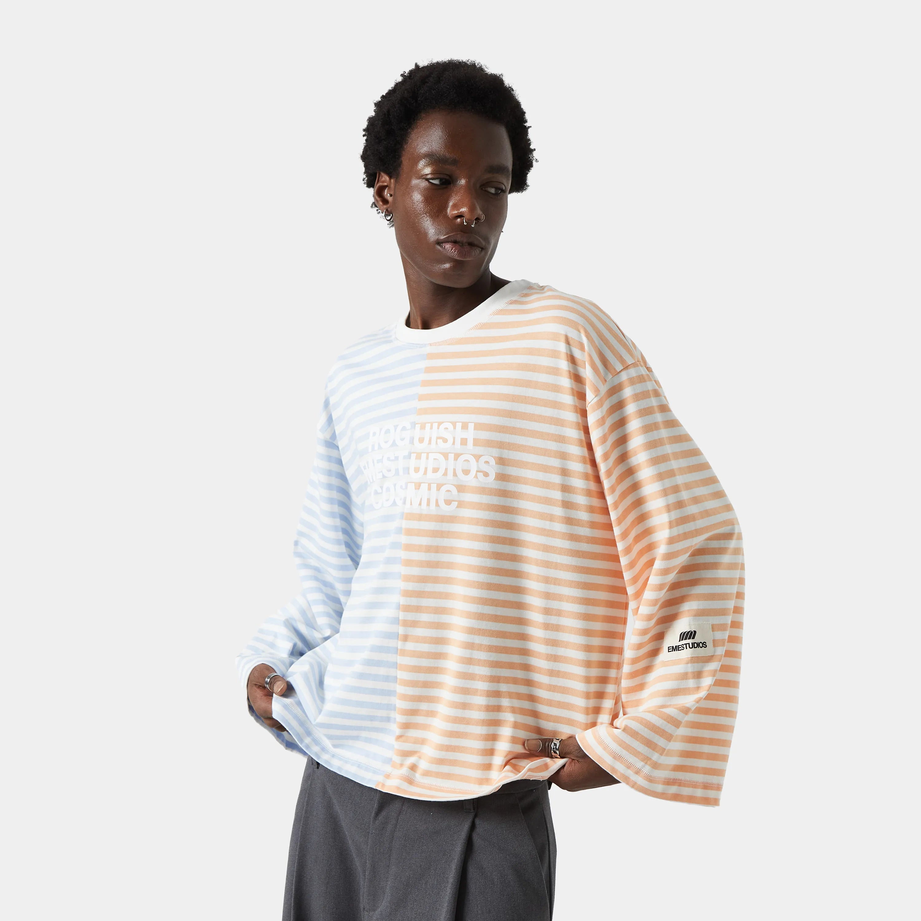 Roguish Striped Long Sleeve Orange Long Sleeve eme   