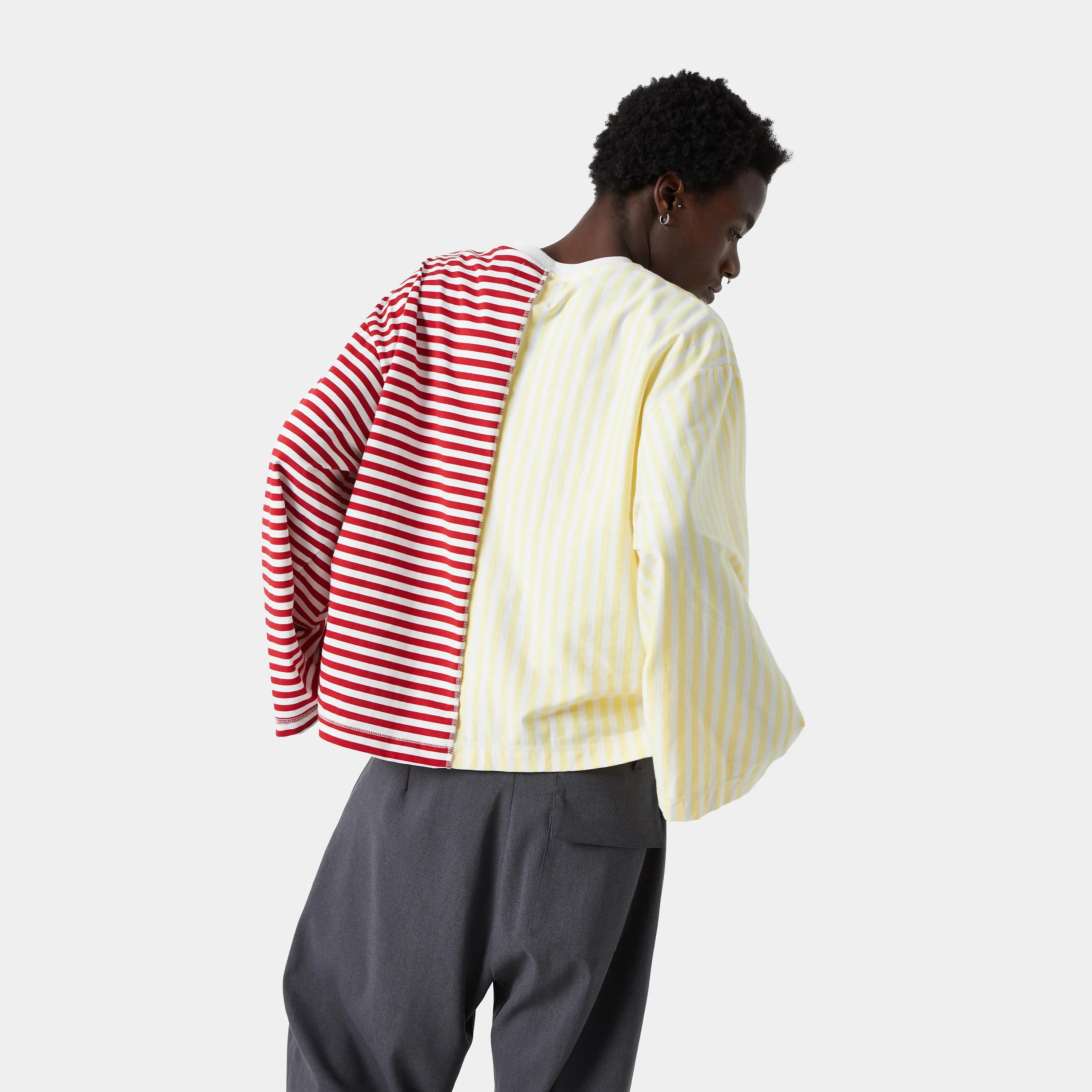 Roguish Striped Long Sleeve Red Yellow Long Sleeve eme   