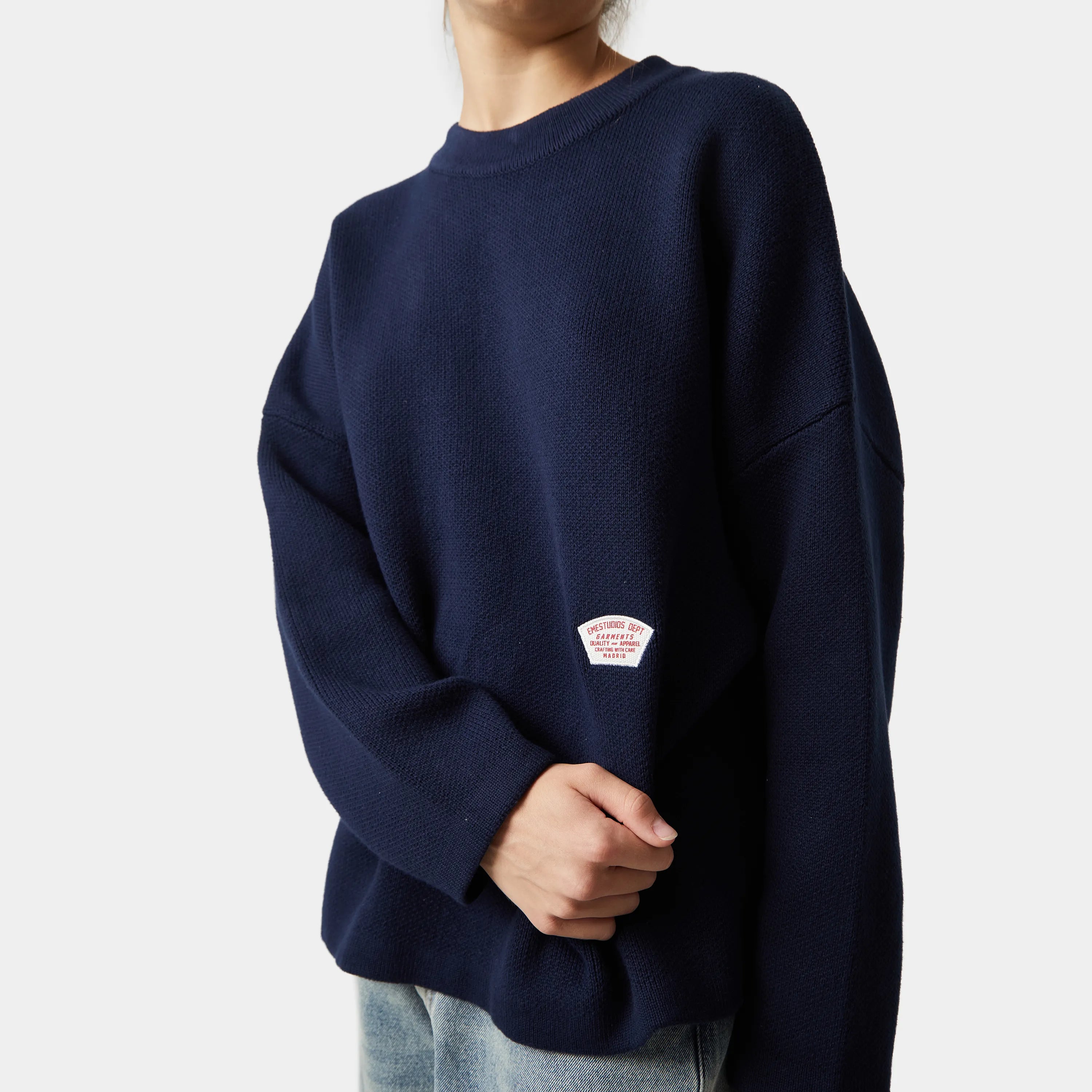 Department Navy Jacquard Oversized Knit Knit eme   