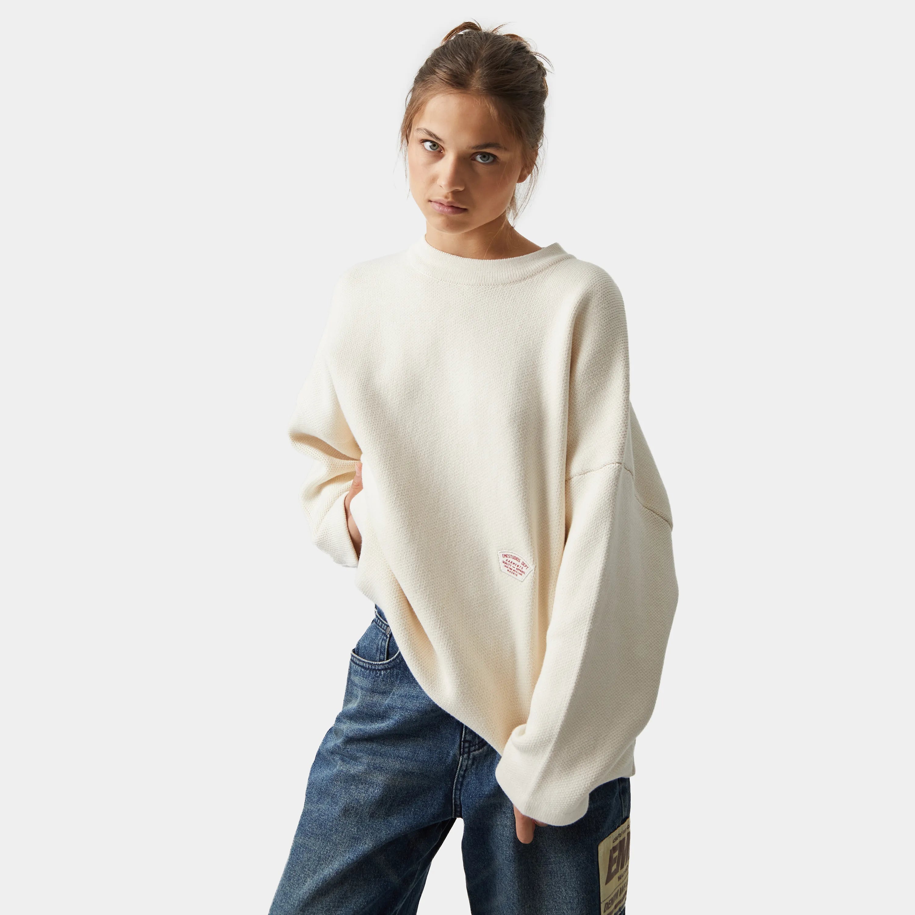 Department Off Sand Jacquard Oversized Knit Knit eme   