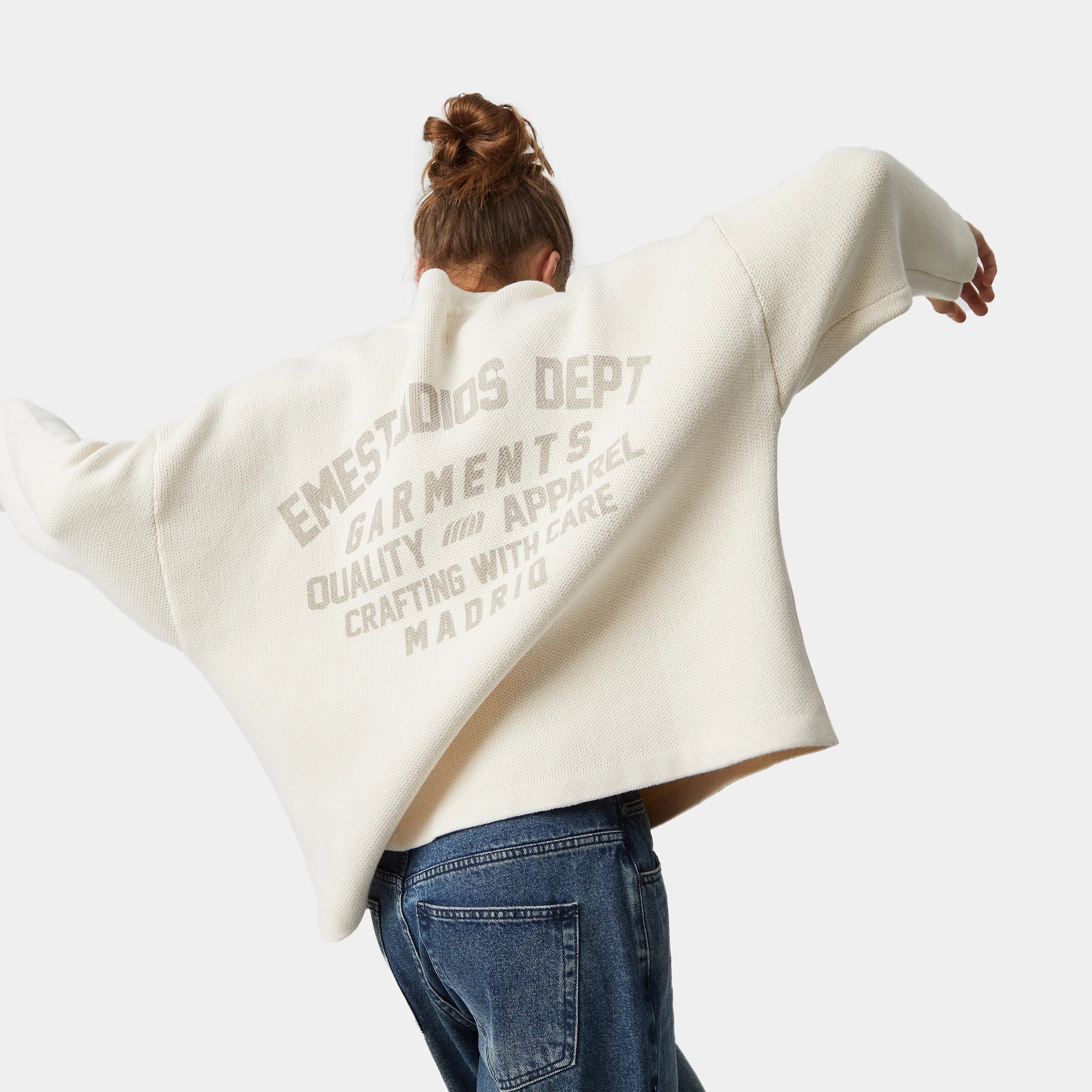 Department Off Sand Jacquard Oversized Knit Knit eme   