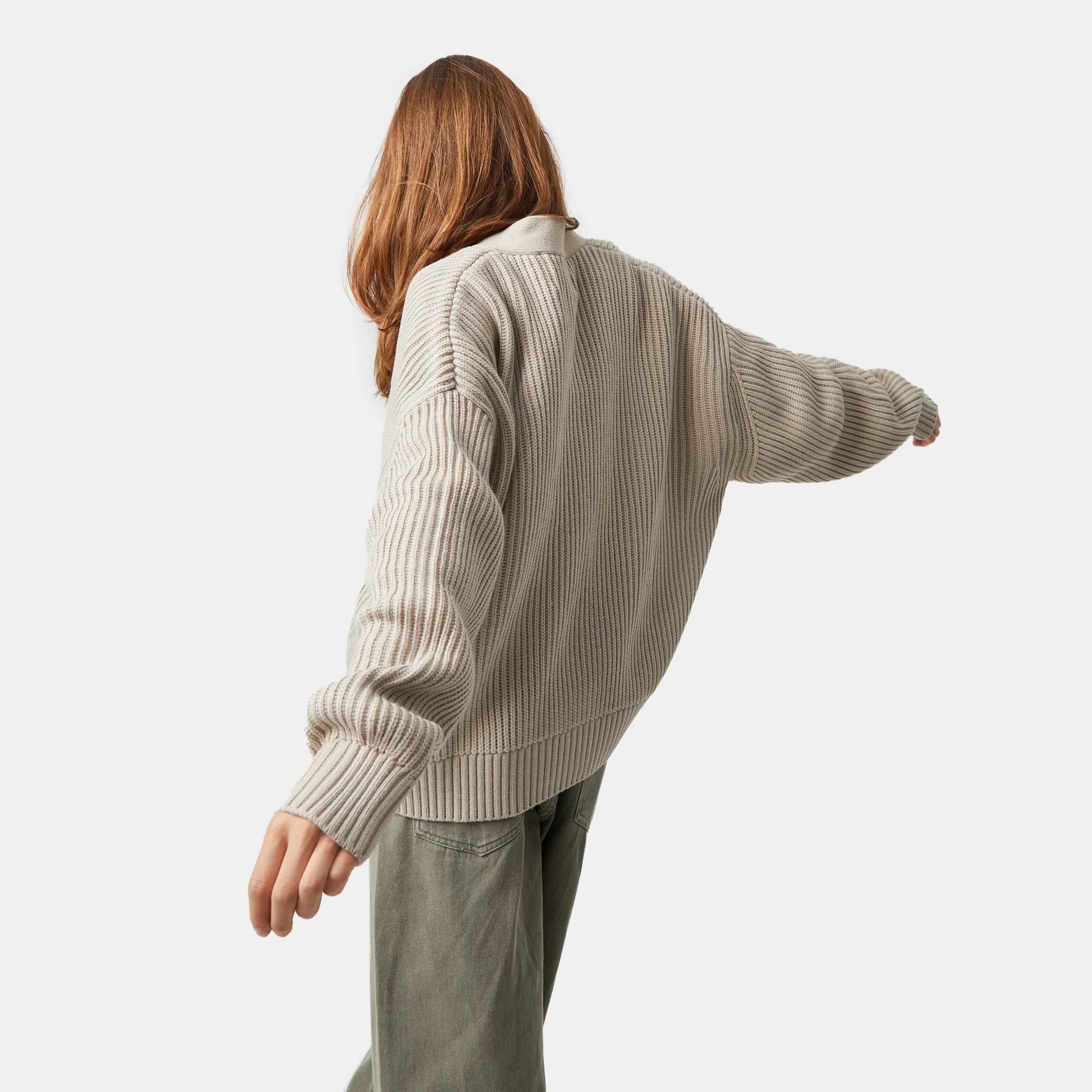 Lesh Off Sand Rib Cardigan Knit eme   