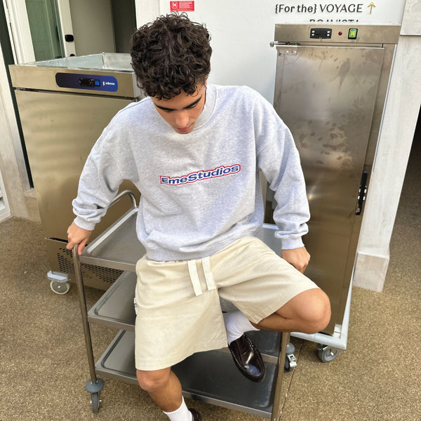 Whatever Heather Grey Mockneck Crewneck eme   