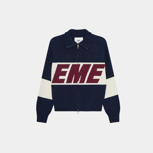 Thrill Navy Zipper Knit Knit eme   