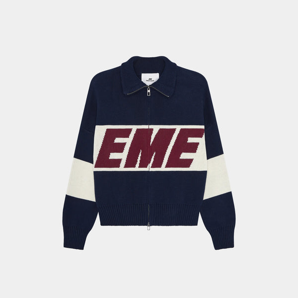 Thrill Navy Zipper Knit Knit eme