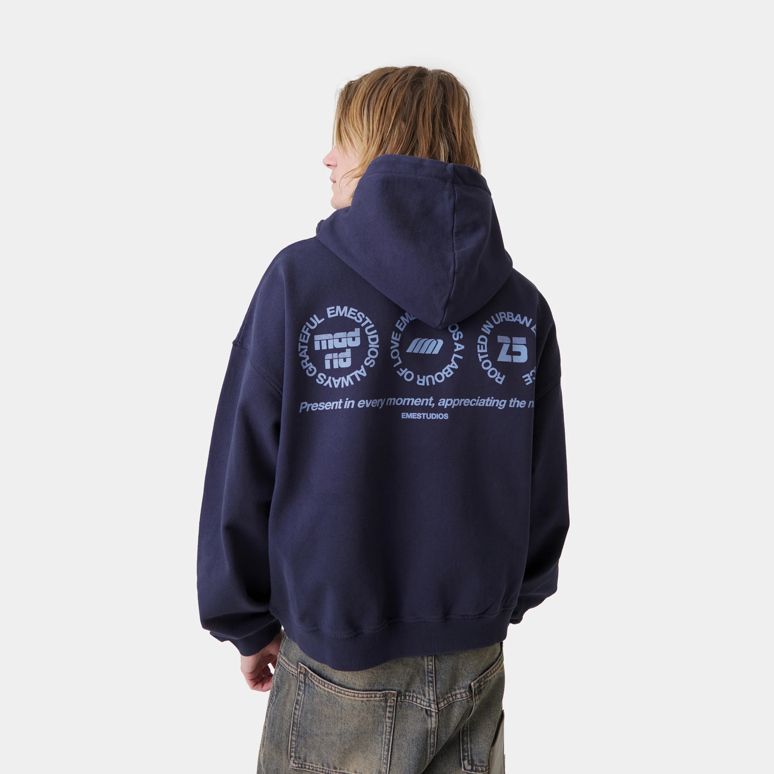 Stamp Navy Oversized Hoodie