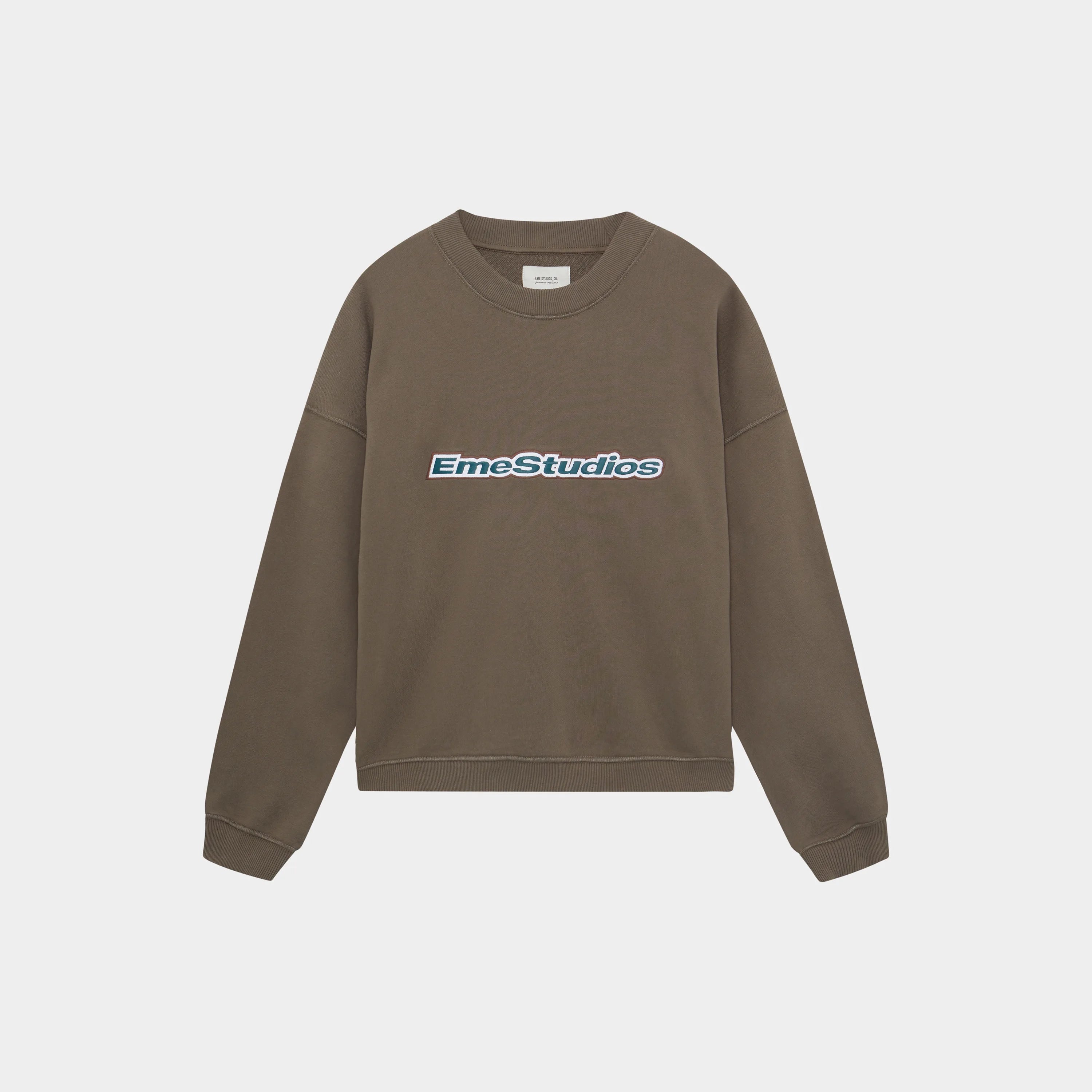 Whatever Muddy Brown Mockneck Crewneck eme   