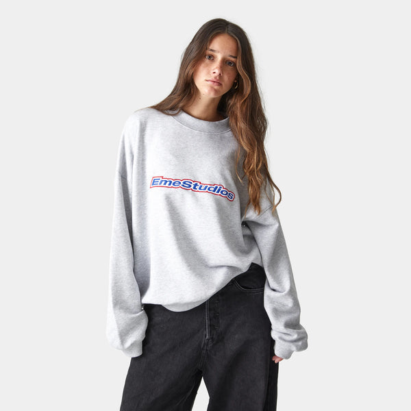 Whatever Heather Grey Mockneck Crewneck eme   