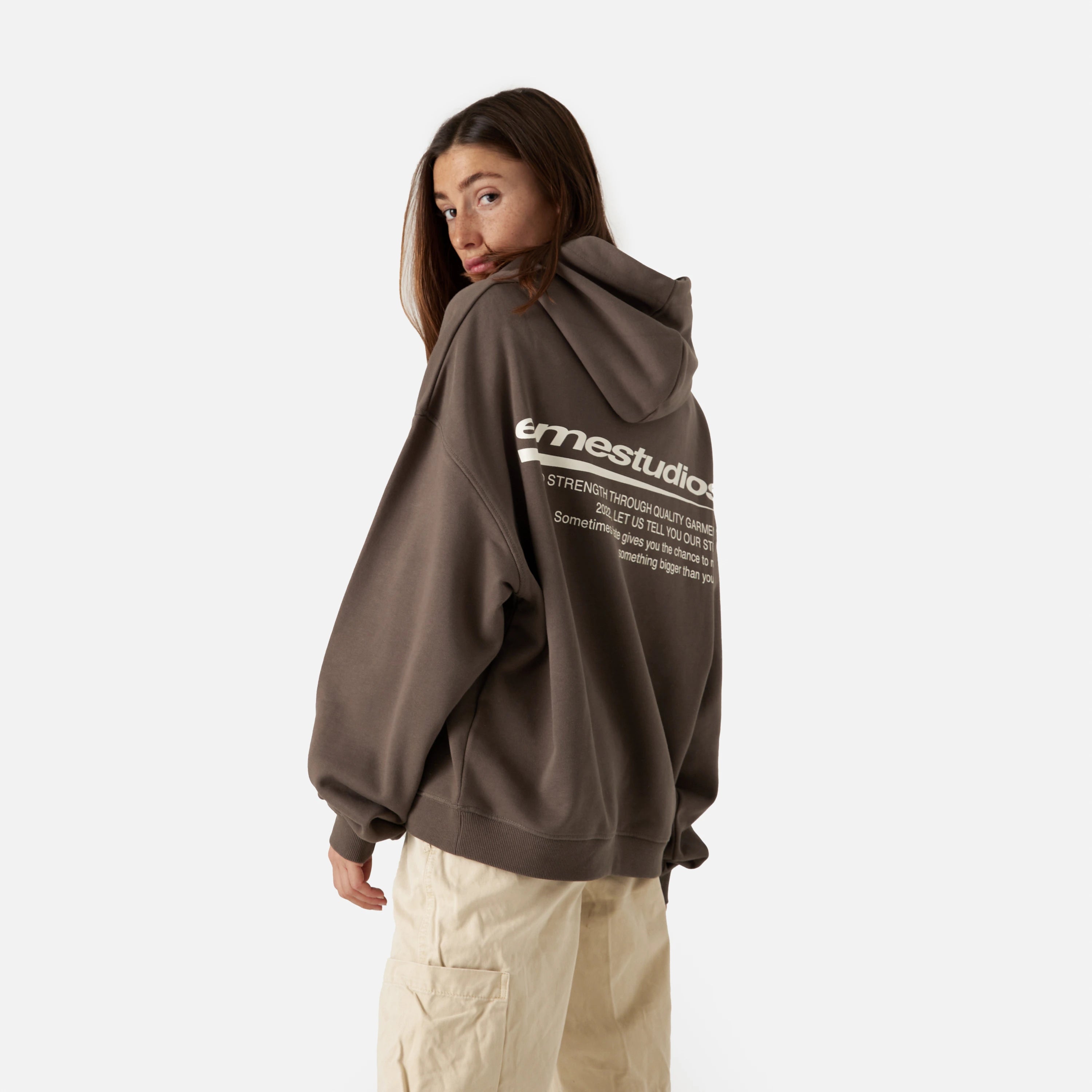 Fate Muddy Brown Oversized Hoodie Hoodie eme   